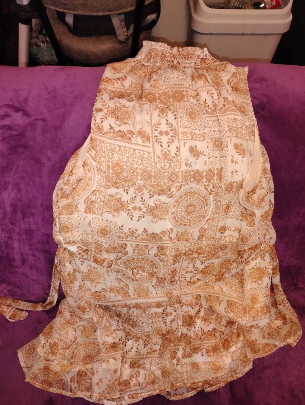 Minkpink Cream and Gold Paisley dress